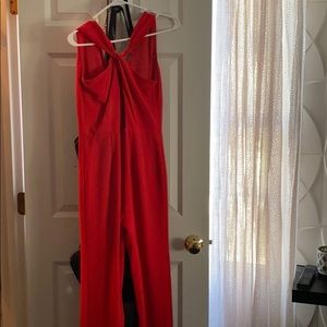 Tory Burch red jumpsuit.